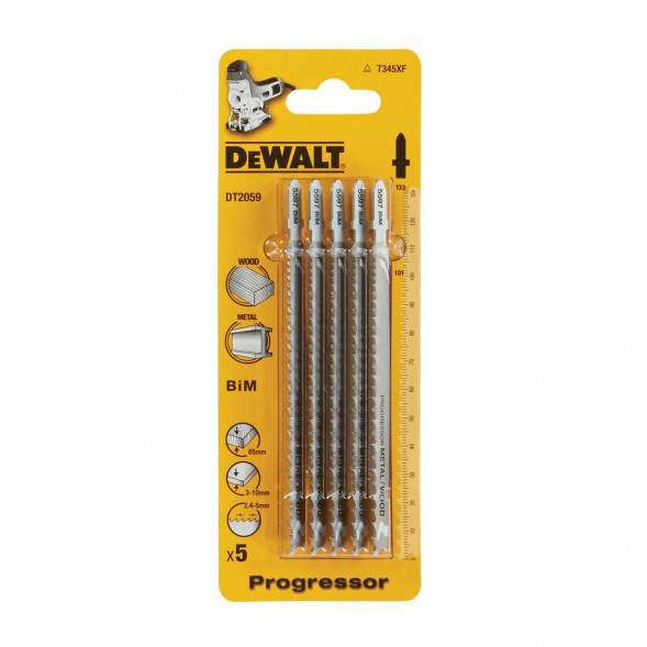 Пилка для лобзика DEWALT EXTREME DT2059, по дереву и металлу, BiM, T345 XF, 5 шт. (DT2059-QZ)