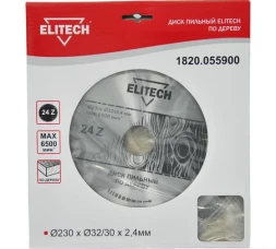 Диск пильный по дереву (230х32/30 мм; 2.4 мм; 24Z) Elitech 1820.055900