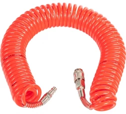 Шланг AYGER 10 м, 5х8 мм, спиральный полиуретановый с быстроразъемным соединением, гибкий однослойный