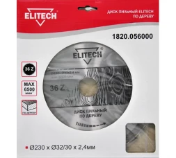 Диск пильный по дереву (230х32/30 мм; 2.4 мм; 36Z) Elitech 1820.056000