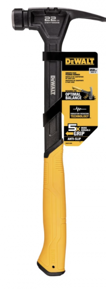 Молоток с прямым заострённым гвоздодёром Dewalt DWHT51006-0, 624 г. 