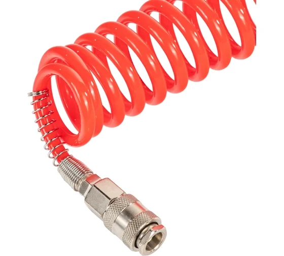 Шланг AYGER 15 м, 5х8 мм, спиральный полиуретановый с быстроразъемным соединением, гибкий однослойный