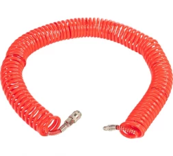 Шланг AYGER 15 м, 5х8 мм, спиральный полиуретановый с быстроразъемным соединением, гибкий однослойный