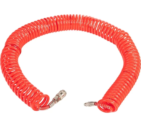 Шланг AYGER 15 м, 5х8 мм, спиральный полиуретановый с быстроразъемным соединением, гибкий однослойный