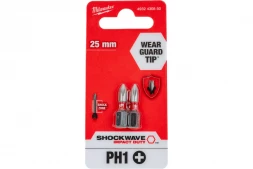 Бита Milwaukee SHOCKWAVE (2 шт; PH1; 25 мм) 