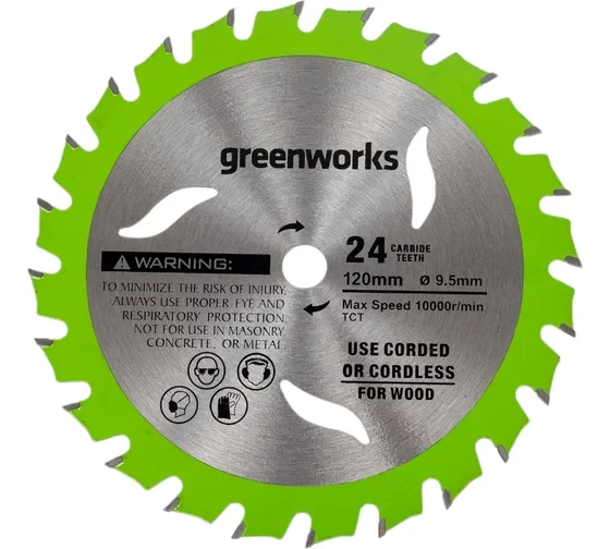 Пильный диск по дереву для циркулярной мини пилы Greenworks 115х9.5 мм 24T