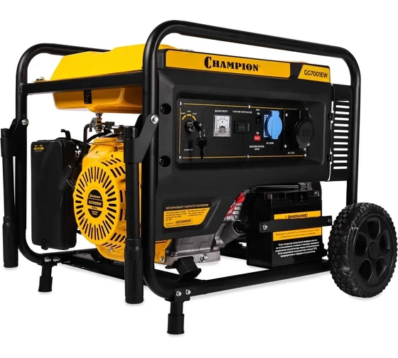 Генератор Champion GG7001EW (6,8/7,5кВт OHV 17лс 25л 88кг эл.старт колеса)