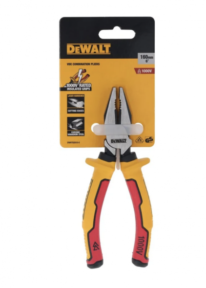 Комбинированные плоскогубцы Dewalt DWHT82810-0, с токоизолирующими рукоятками, 16 см 