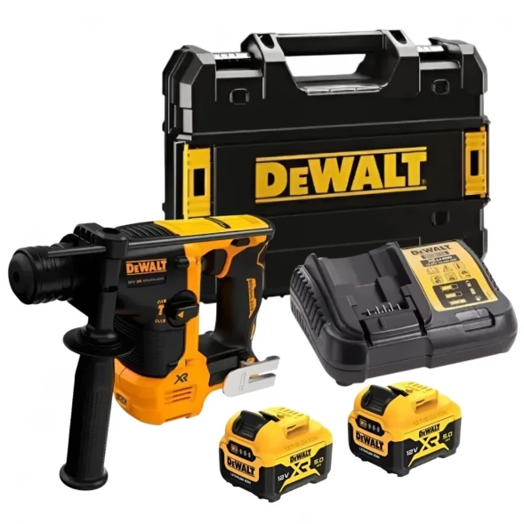 Перфоратор аккумуляторный DEWALT DCH072, 12 В, 1.2 Дж, 4280 уд/мин, с 2 АКБ 5 Ач и ЗУ, в кейсе TSTAK (DCH072P2-QW)
