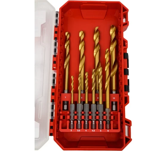 Сверла по металлу Milwaukee RedHEX HSS-TiN набор 10 ед. (3-10 мм) GEN II 