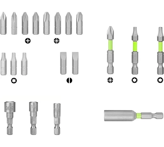 Набор бит в кейсе Greenworks 2944007, 20 предметов