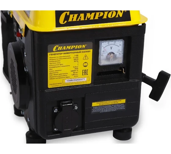 Генератор Champion IGG1001 (1/1.1кВт 1.86 л.с., 2Т, 2.2 л, 12В, 11.8 кг) 
