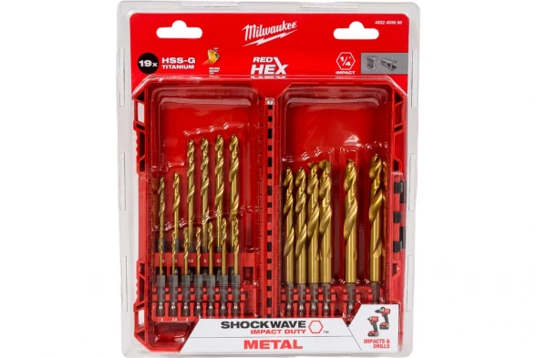 Сверла по металлу Milwaukee RedHEX HSS-TiN набор 19 ед. (2-10 мм) GEN II 