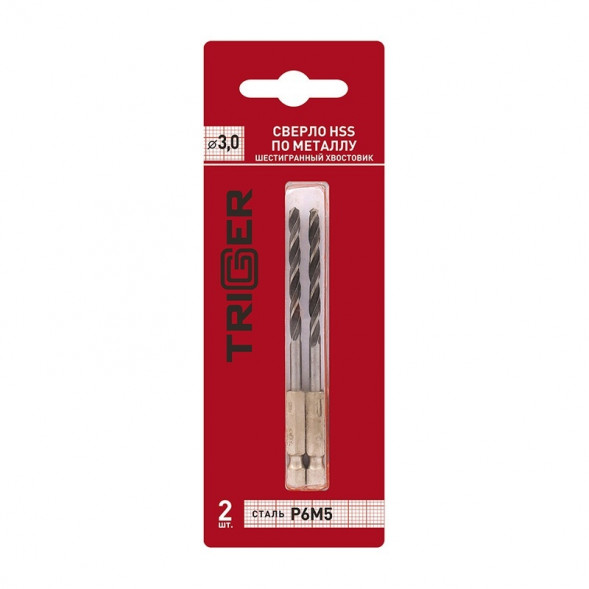 Сверло с шестигр.хв.по металлу Trigger 73430 Р6М5 3,0 мм (уп. 2 шт.)