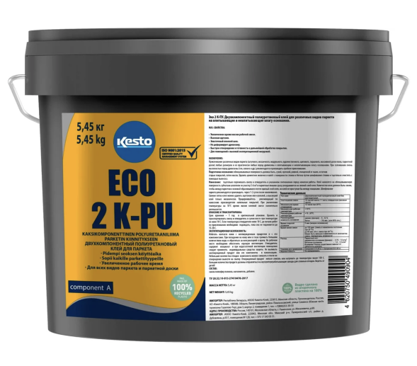 Клей полиуретановый двухкомпонентный для паркета Kesto Eco 2 K-PU, 5.45 кг