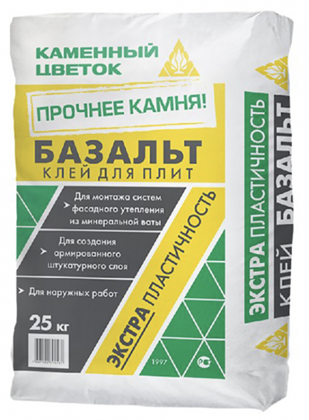Клей монтажный Каменный цветок &amp;quot;БАЗАЛЬТ&amp;quot; серый, 25 кг