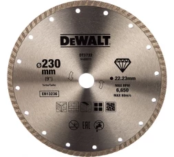 Диск алмазный отрезной для УШМ DEWALT DT3732, Turbo, (230 x 22.2 мм) 