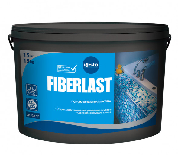 Гидроизоляционная мастика Kesto Fiberlast, 15 кг
