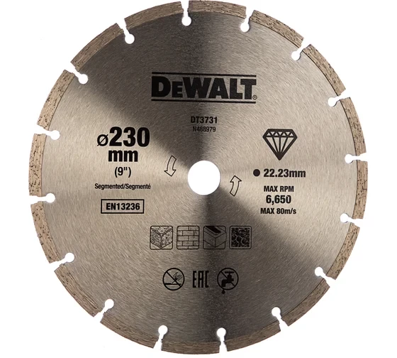 Диск алмазный сегментированный универсальный DEWALT DT3731, (230 x 22.2 мм)