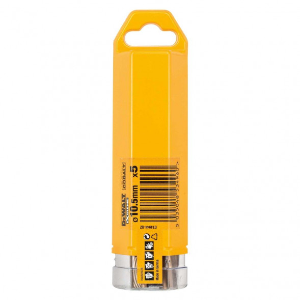 Сверло по металлу DEWALT DT4944, COBALT 5%, 10.5x133x84 мм, 5 шт. (DT4944-QZ)