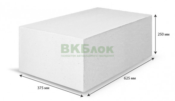Блок из газобетона ВКБлок, 625x375x250, D500
