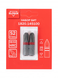 Биты PH3 25 мм, 2 шт ELITECH 1820.14510 