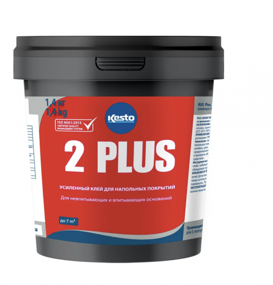 Клей акриловый для гибких напольных покрытий Kesto 2 Plus, 1,4 кг