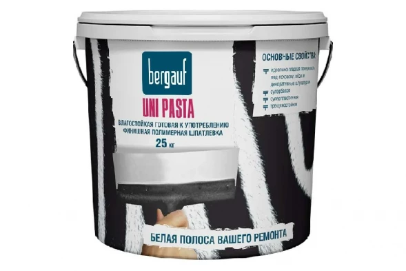 Шпатлевка финишная полимерная Bergauf Uni Pasta влагостойкая готовая ЛЕТО/ЗИМА, 25 кг 