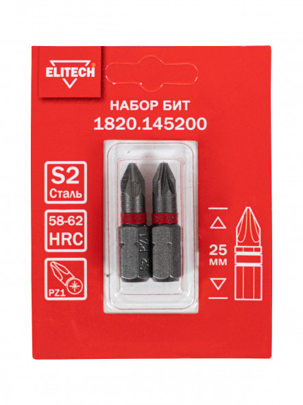 Биты PZ1 25 мм, 2 шт ELITECH 1820.14520 