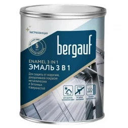 Грунт-эмаль Bergauf ЭМАЛЬ 3 В 1 для защиты от коррозии, декоративной покраски металлических и бетонных поверхностей, синий, 0.8 кг