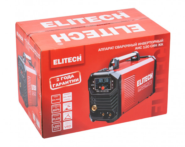 Сварочный инвертор Elitech АИС 120 СИН ЖК, MIG/MAG 