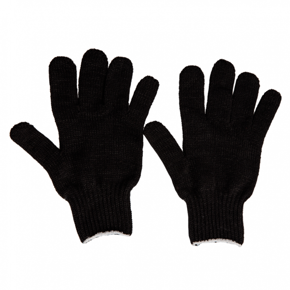 Перчатки ХБ защитные строительные утепленные полушерстяные 7,5 класс 6 нитей, черные