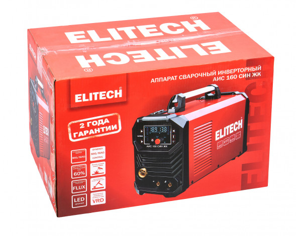 Сварочный инвертор Elitech АИС 160 СИН ЖК, MIG/MAG