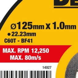 Отрезной диск DEWALT DT20595, по мультиматериалу, 125х22.23х1 мм 