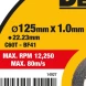 Отрезной диск DEWALT DT20595, по мультиматериалу, 125х22.23х1 мм 