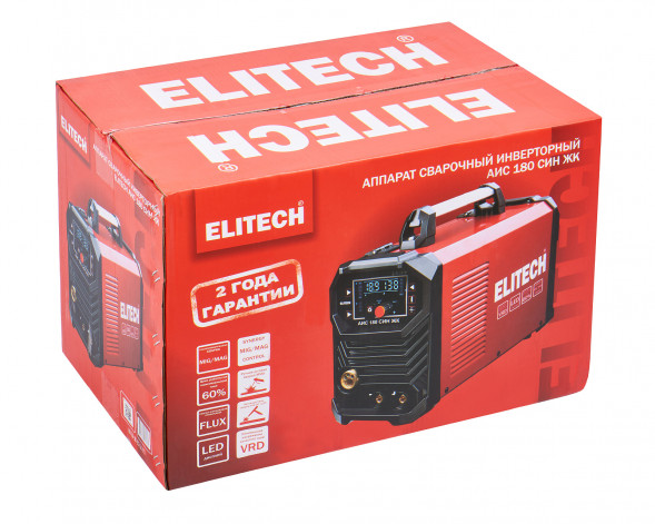 Сварочный инвертор Elitech АИС 180 СИН ЖК, MIG/MAG