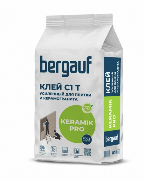Клей для плитки Bergauf Keramik Pro С1T, усиленный , 5 кг