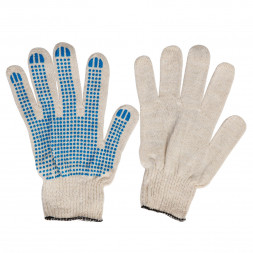 Перчатки ХБ защитные строительные с ПВХ &amp;quot;Точка&amp;quot; 10 класс 4 нити, черные