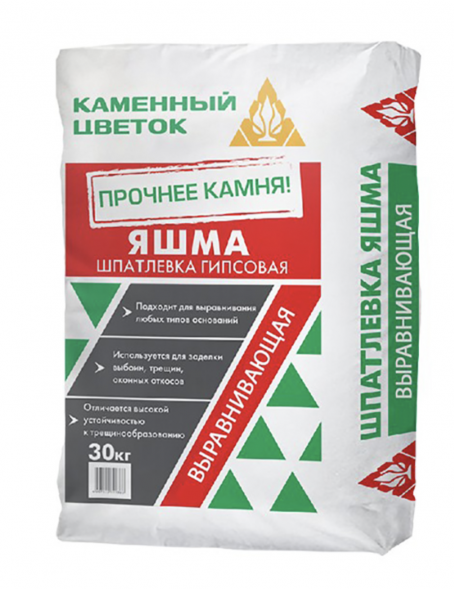 Шпатлевка базовая гипсовая Каменный цветок &amp;quot;ЯШМА&amp;quot; белый, 30 кг