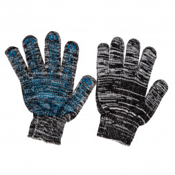 Перчатки ХБ защитные строительные с ПВХ &amp;quot;Точка&amp;quot; 10 класс 5 нитей, графитовые