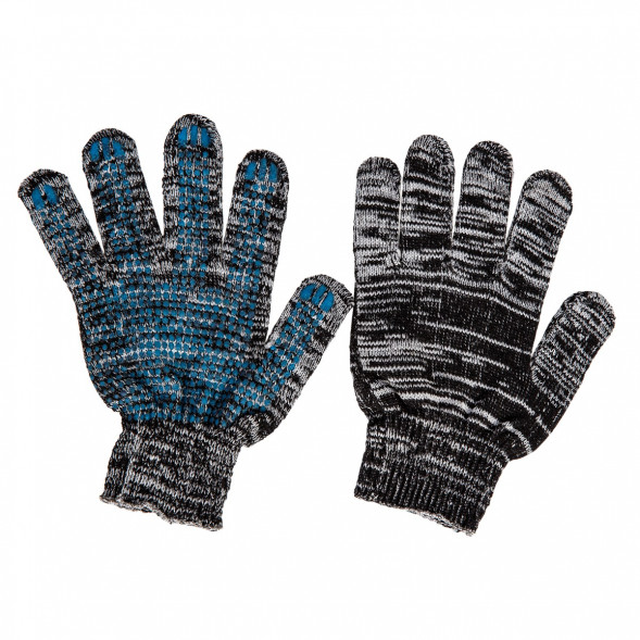 Перчатки ХБ защитные строительные с ПВХ &amp;quot;Точка&amp;quot; 10 класс 5 нитей, графитовые