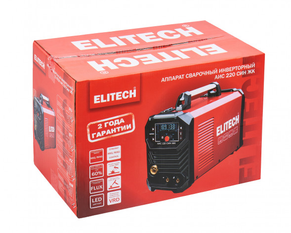 Сварочный инвертор Elitech АИС 220 СИН ЖК, MIG/MAG