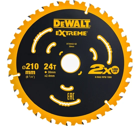 Пильный диск DEWALT DT20432, EXTREME 210/30, 24T ATB7