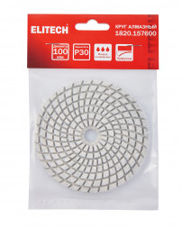 Алмазный круг 100 мм, P30, мокрое шлифование Elitech 1820.157600 