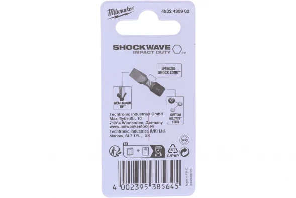 Бита Milwaukee SHOCKWAVE (SL 0.8x5.5, 25 мм, 2 шт.) 