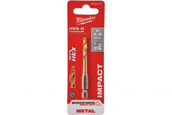Сверло по металлу Milwaukee RedHEX HSS-G TiN (4.8х29х78 мм) 