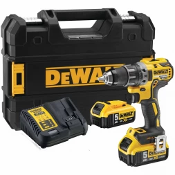 Дрель-шуруповерт аккумуляторный DEWALT DCD791P2, 18 В, 2000 об/мин, с 2 АКБ 5 Ач и ЗУ, в кейсе TSTAK 