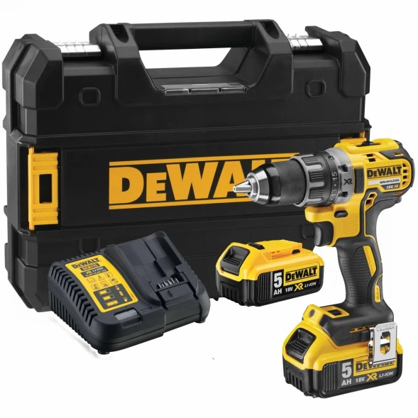 Дрель-шуруповерт аккумуляторный DEWALT DCD791P2, 18 В, 2000 об/мин, с 2 АКБ 5 Ач и ЗУ, в кейсе TSTAK 