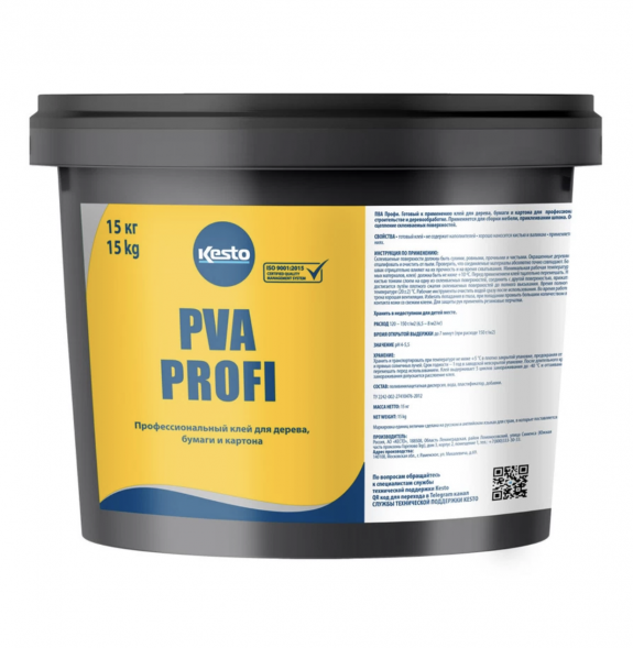 Профессиональный клей для дерева, бумаги и картона на основе ПВА Kesto PVA Profi, 15 кг
