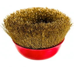 Щетка чашечная (100 мм; М14; латунированная волнистая 0.35 мм) для УШМ Elitech 1820.074000